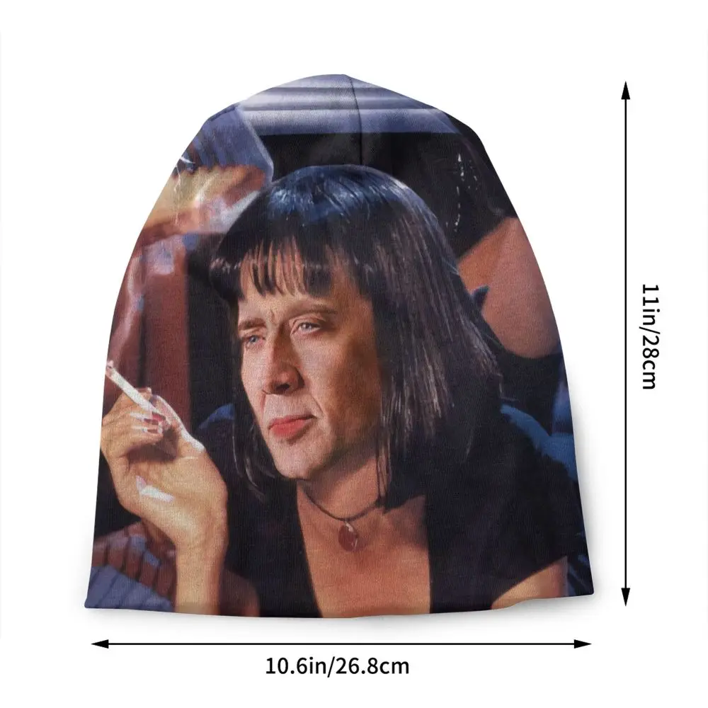 Benutzerdefinierte Nicolas Cage Skullies Beanies Caps Unisex Winter Warme Strickmütze Hip Hop Erwachsene Lustige Meme Motorhaube Hüte Outdoor Ski Cap – Detail 8