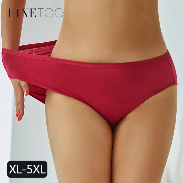 FINETOO XL-5XL Cotton Panties Women Plus Size Briefs Comfortable