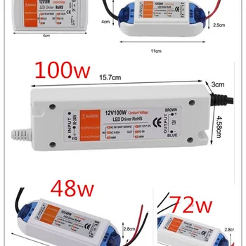 DC 12V 컨버터 충전기 스위칭, LED 드라이버 어댑터, 스트립용 변압기 전원 공급 장치, 3 년 보증, 18W, 28W, 48W, 72W, 100W