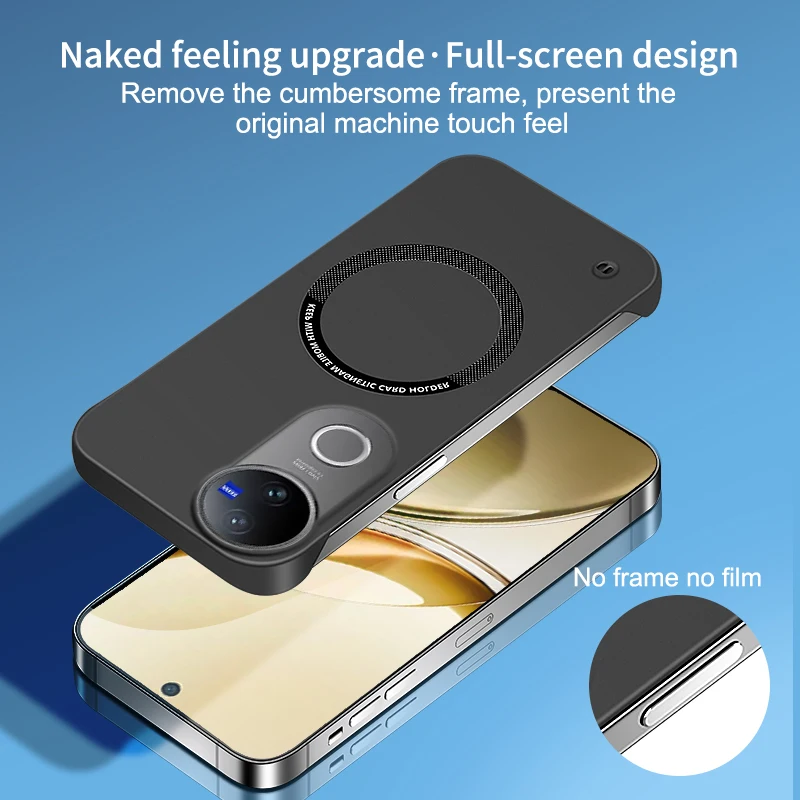 Ultra-Slim Magnetic Wireless Charging Hard Back Cover Case - No Border Design