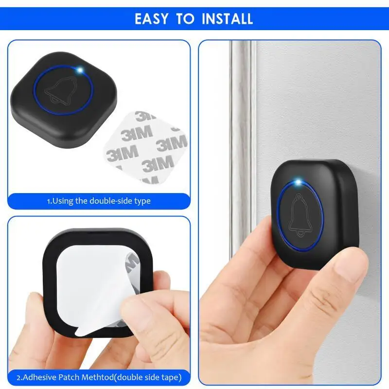 Wireless Waterproof Doorbell with 4 Volume Levels