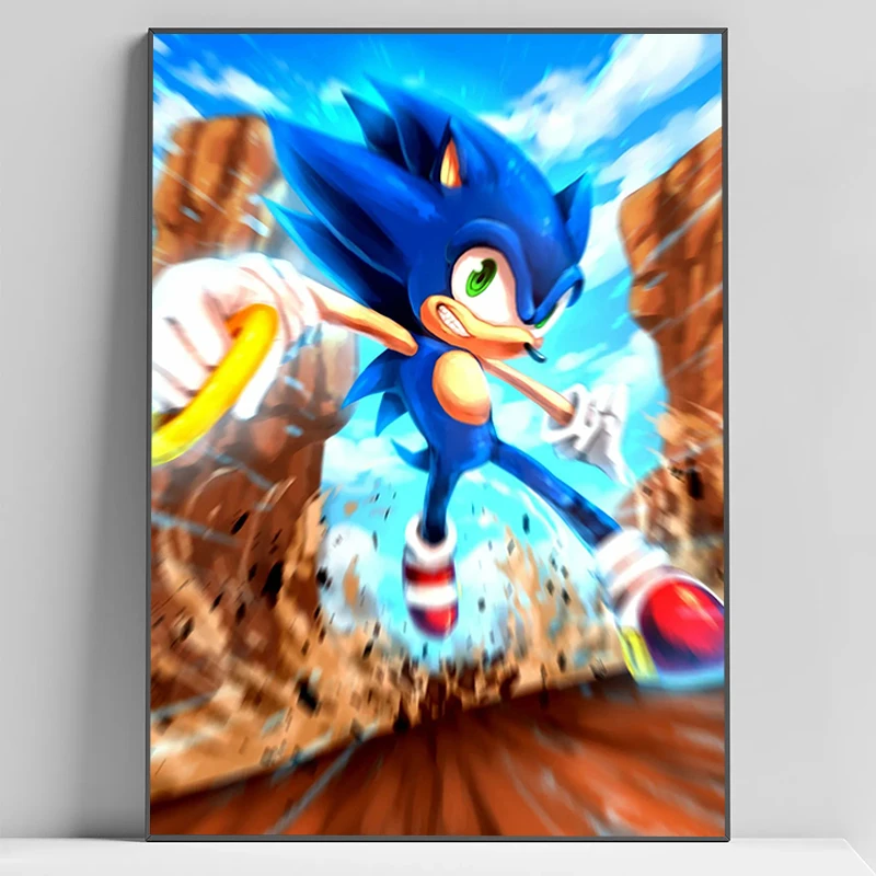 thumbnail image 1 of Póster de S-Sonic the H-Hedgehog, pinturas grandes, decoración moderna para sala de estar, decoración del hogar con envío gratuito, carteles para arte de pared, 1 of 5