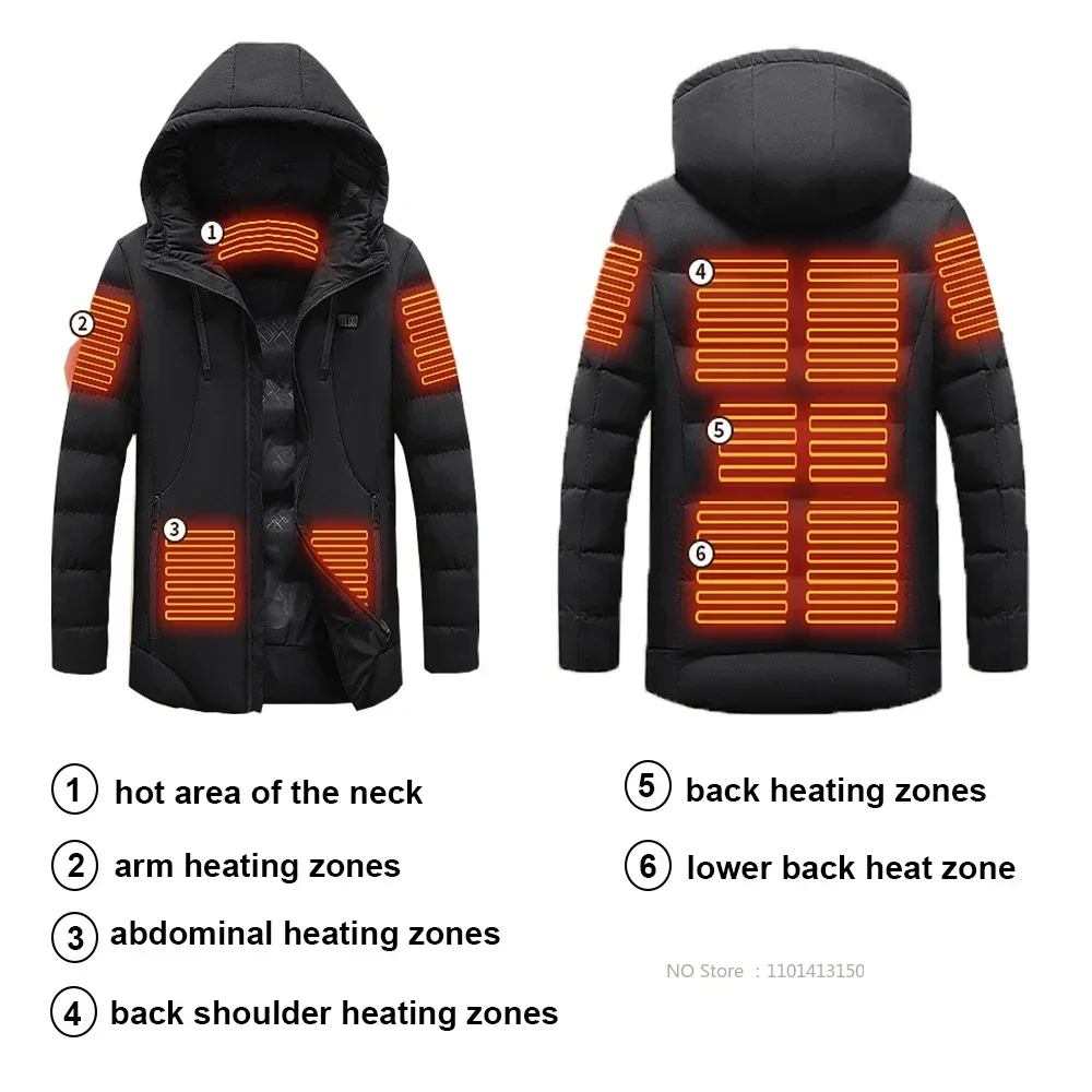 Heated Jacket Men Women Winter Ski Coat Hooded USB Electrical 11 Zone Waterproof Warm Thermal M-6XL