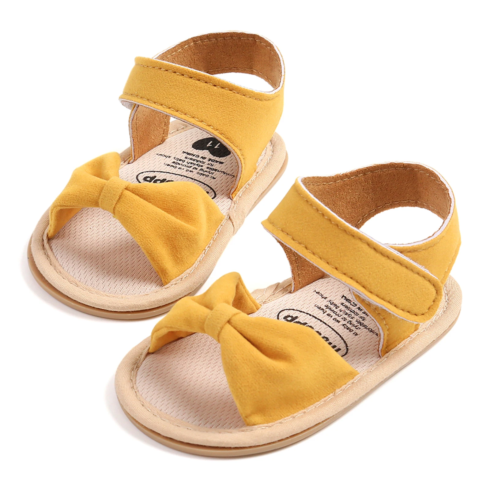 Cute Baby Girls Sandals Summer Kids Infant Shoes Breathable Soft Rubber Sole Non-Slip Open Toe Bow Shoes Newborn First Walker