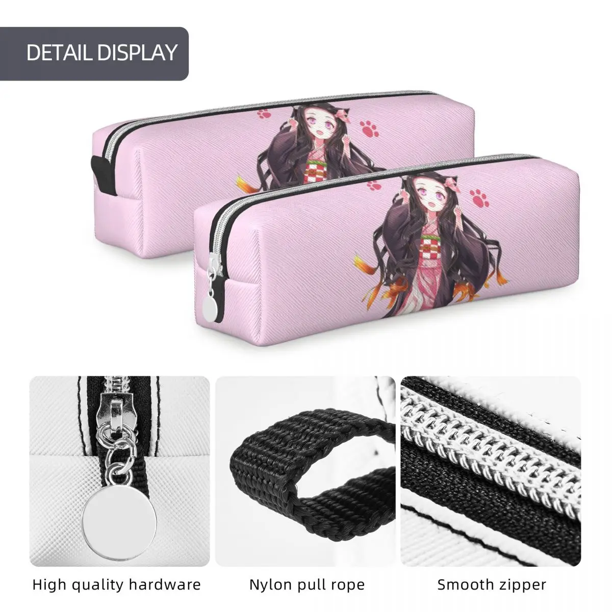 Nezuko Cute Cat Pencil Cases Cute Demon Slayer Pen Box Bag Student Big Capacity Students School Gifts Pencilcases