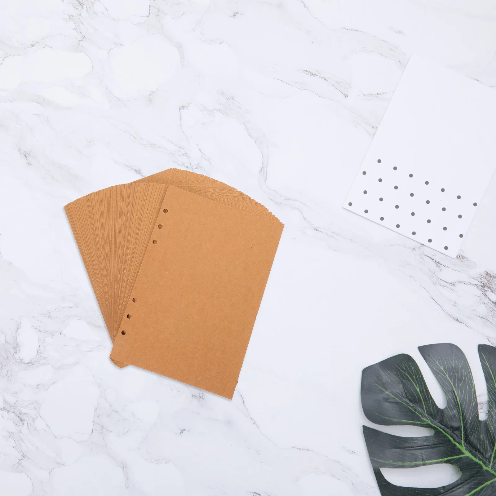 60매 크라프트 종이 노트 리필 용지, 두껍고 부드러운 줄지어 있는 노트 용지, 스프링 바인더용, 학생 사무실 일기용