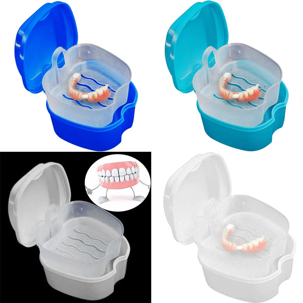 

1PC Dental Denture Bath Box With Hanging Net Case Container For Dentures Artificial Cleaning False Teeth Storage Boxes Organizer