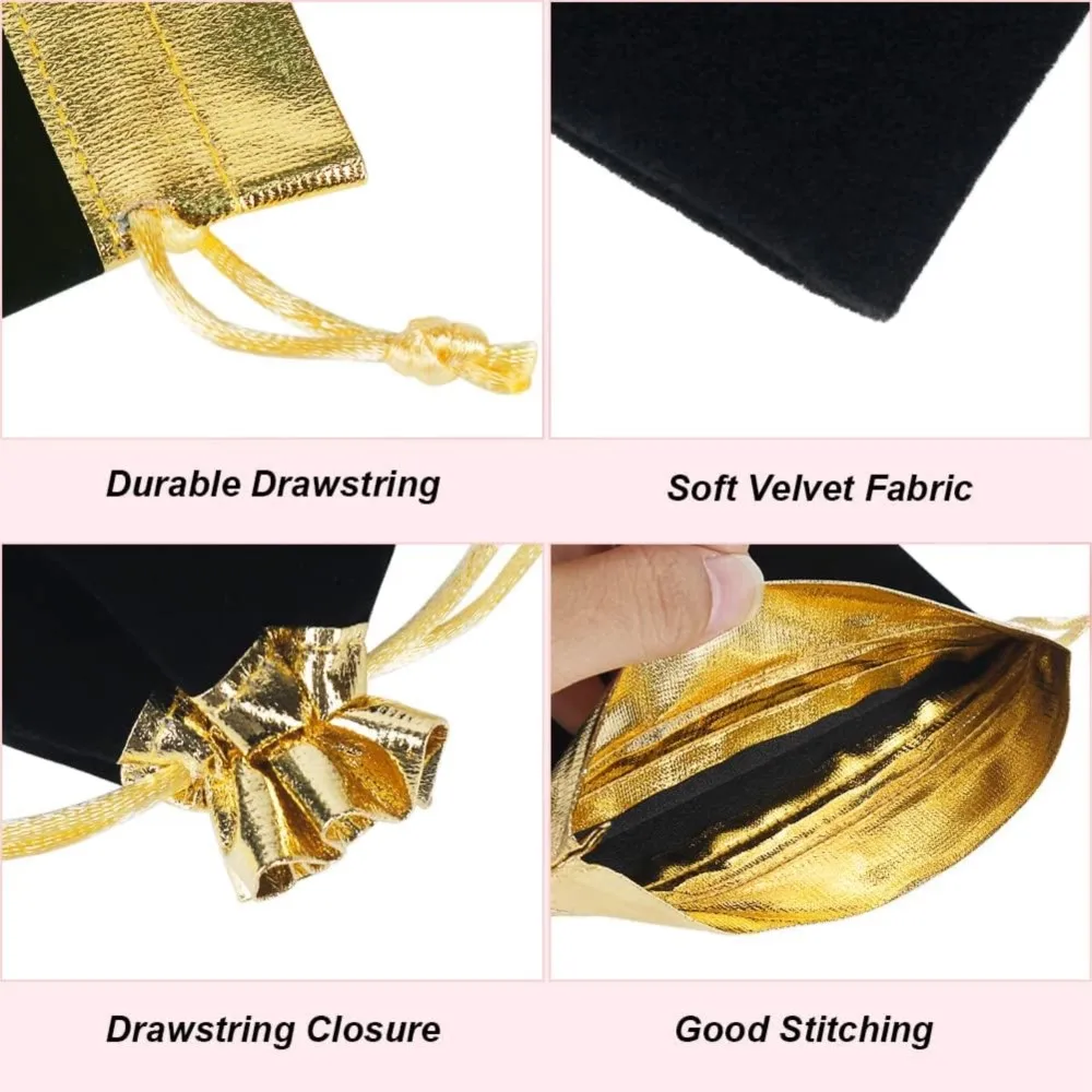 10pcs Bag Golden Mouth Velvet Drawstring Pouch Wedding For DIY Storage Jewelry Packaging Supplies Accessories Small Businesses