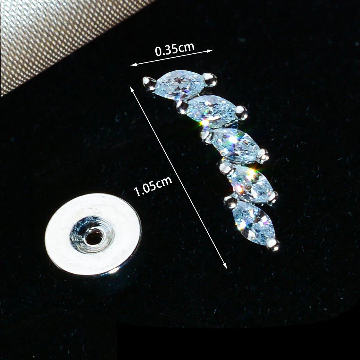 1PC Edelstahl Stern Blume Mond Gebogene CZ Knorpel Stud Für Frauen Helix Conch Flache Schraube Zurück Ohrring Ohr piercing Schmuck – Detail 4