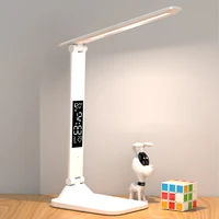 LED Desk Lamp Rechargeable With Alarm Clock Thermometer Dimmable Touch Foldable USB Charging Table Lamp Battery Night Light NEW 1