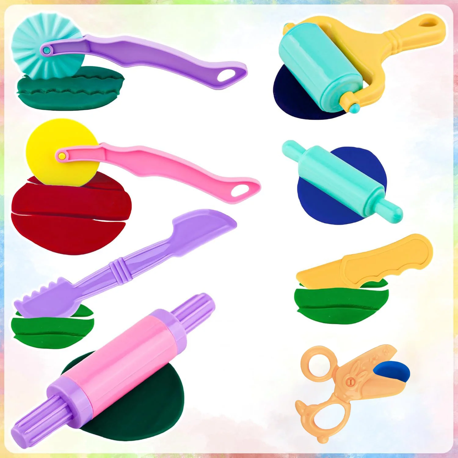 Plasticine Mold Kids DIY Craft Toys Accessories Cartoon Dinosaur Safety Scissor Rolling Pin Pasta Press Plastic Dough Play Tools