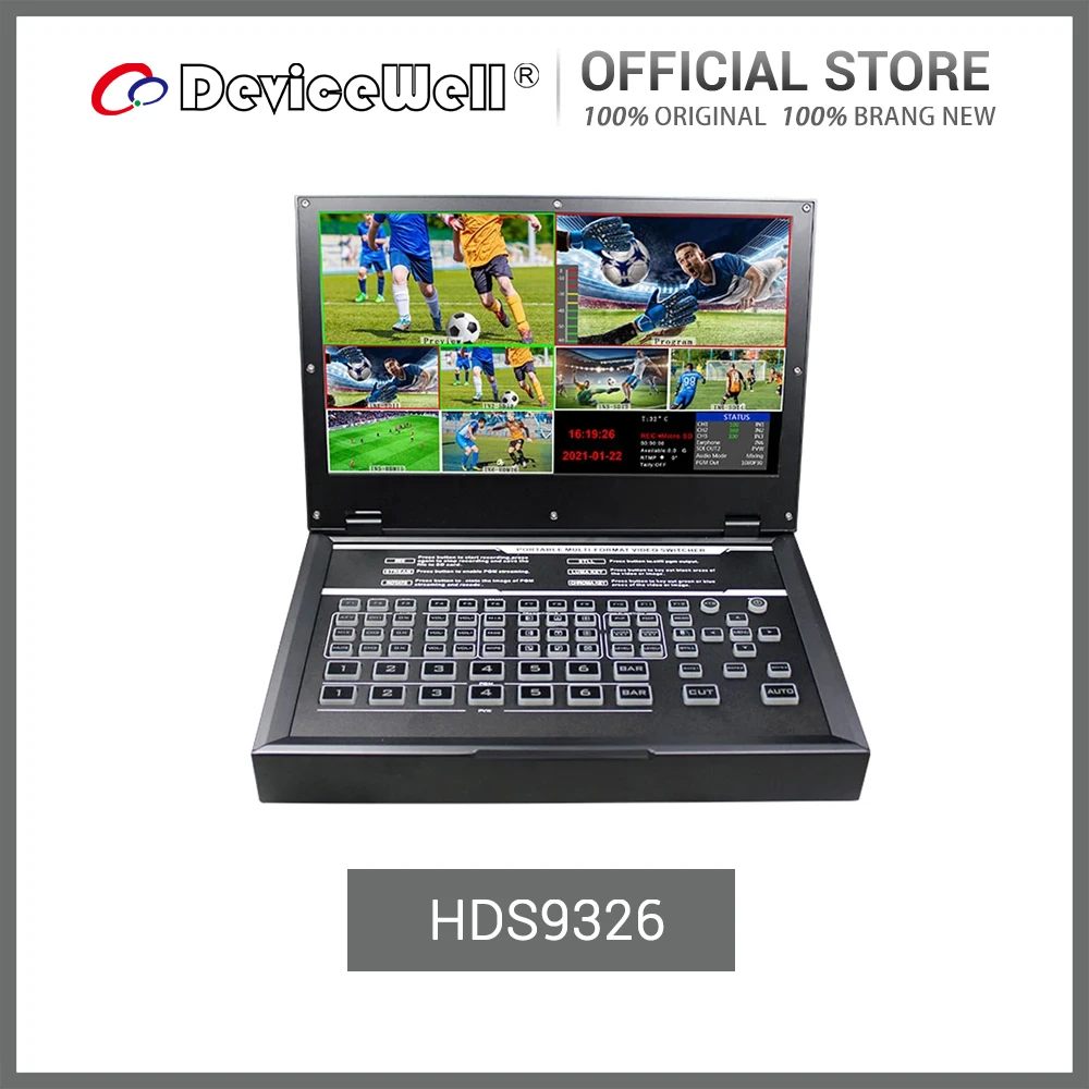 

DeviceWell HDS9326 Portable 6 Channel Monitor Live Broadcast LCD Display 2 HDMI-compatible 4 SDI Input Video Switcher 2 Colors