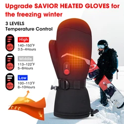 SAVIOR HEAT Winter Electric Heated Gloves For Men Women Riding Ski Fishing Waterproof Rechargeable Battery Heating Thermal Wamer