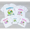 Dinosaur Theme Birthday Girl T-shirt Personalized Dino Print Tshirt Dad Mom Sis Bro Party Clothes Family Matching Set Gift 1