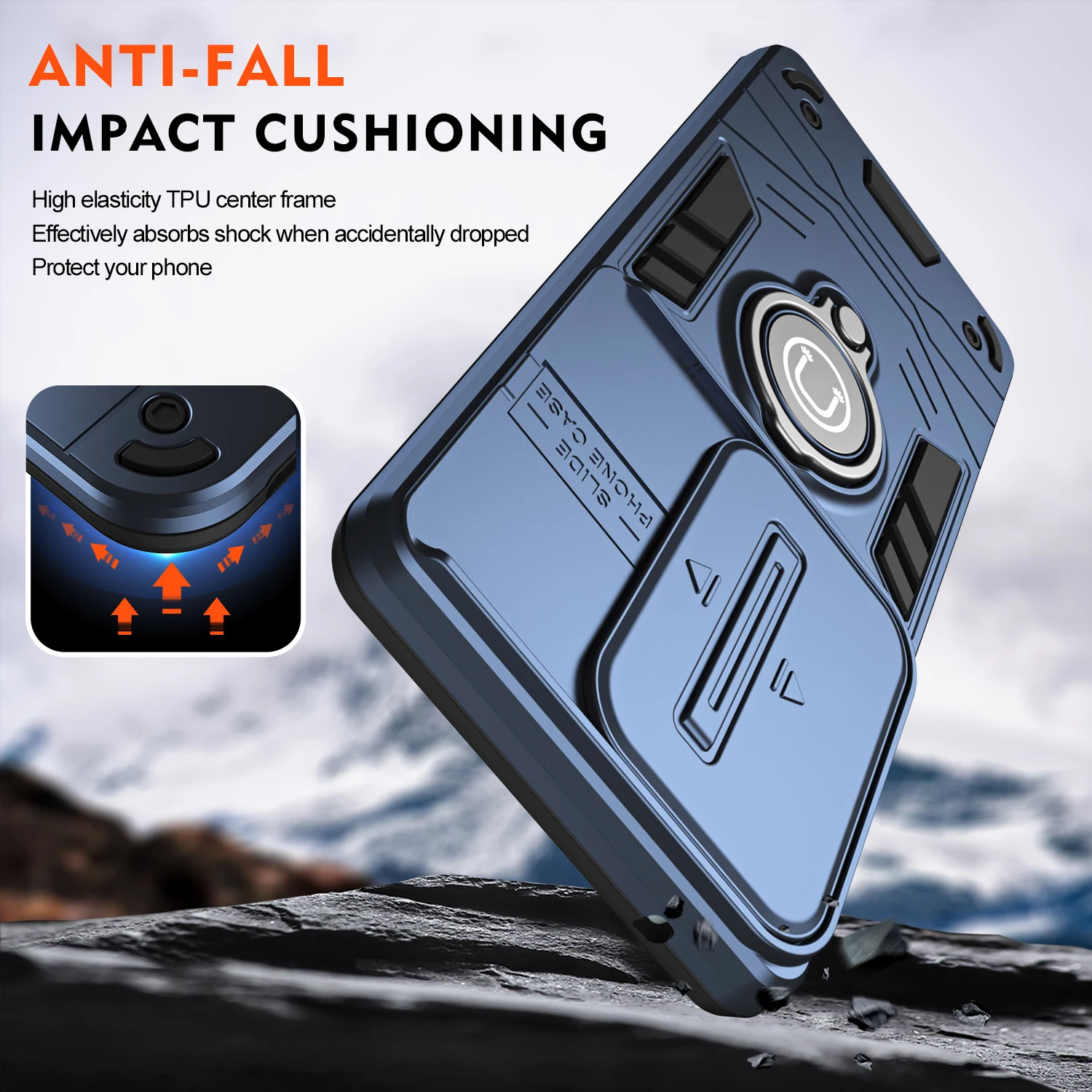 Dual-Layer Protective Phone Case with 360° Rotatable Metal Bracket and Camera Lens Guard