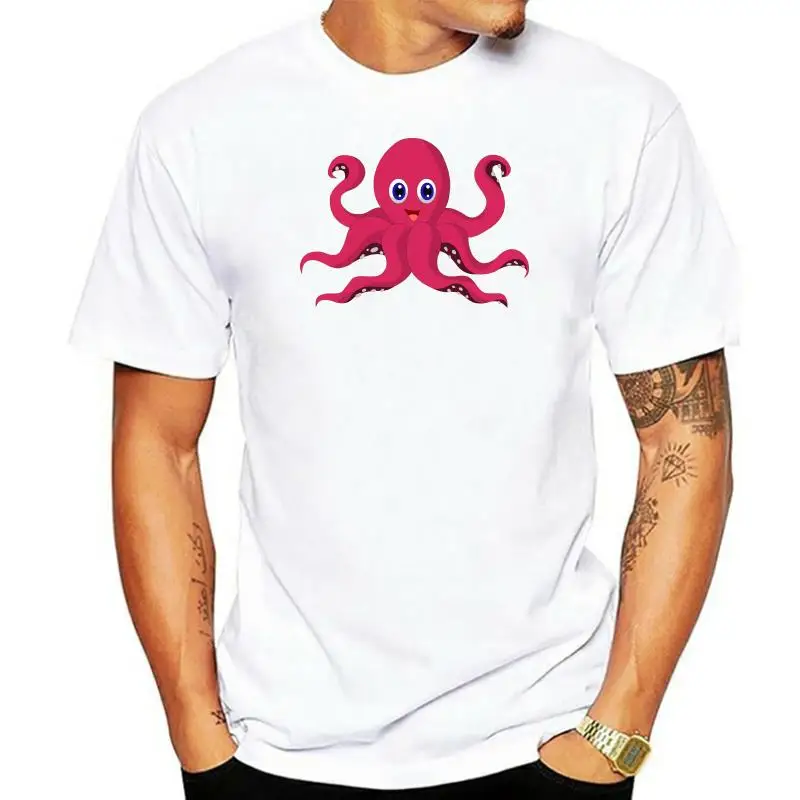 

Print Customized Octopus Red Comic, Gift Idea T-Shirt Humorous Letters Crew Neck Clothes Comics Men Tshirts Tee Top