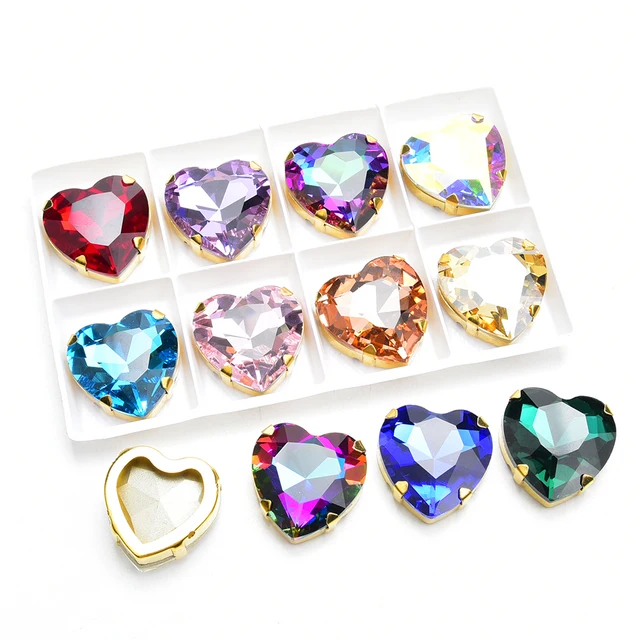 Large 27mm K9 Heart Shaped Stone With Gold Claw Crystal Sewing Rhinestones  for Garment Wedding Dress Needlework Accessories - AliExpress