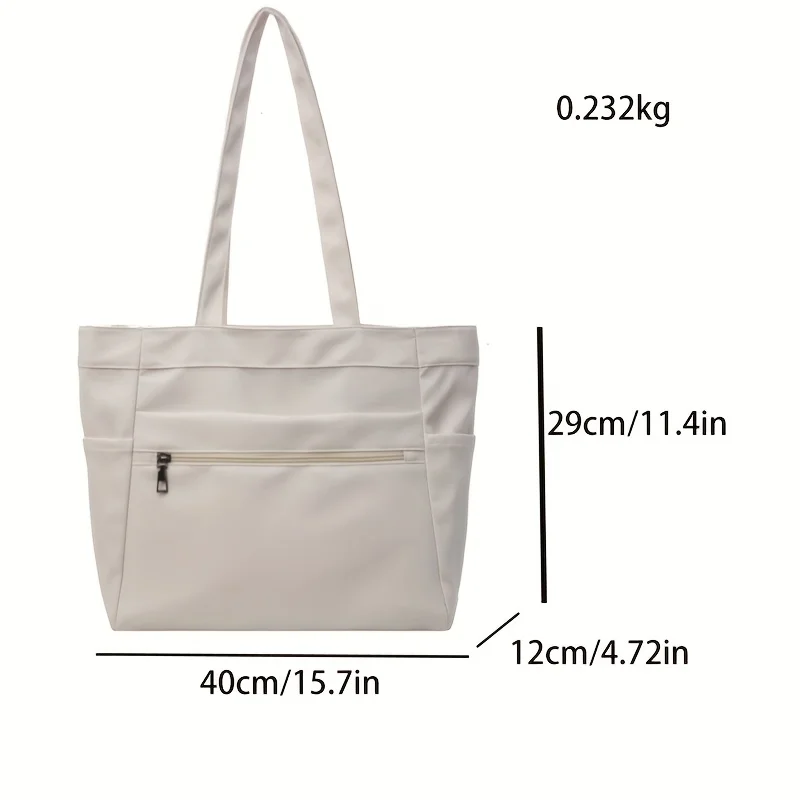 New Women's Shoulder Bag Large Capacity Multiple Pockets Handbag Simple Canvas Tote Bag Daily Commuting