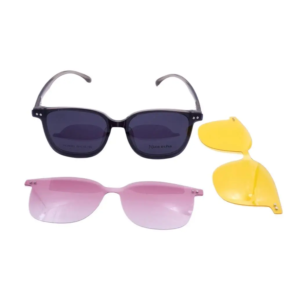 26001 Trade Exports Magnetic Set lens HD Nylon polarized 3 Clip sunglasses Night vision frame Lady Gentleman Male Female Glasses