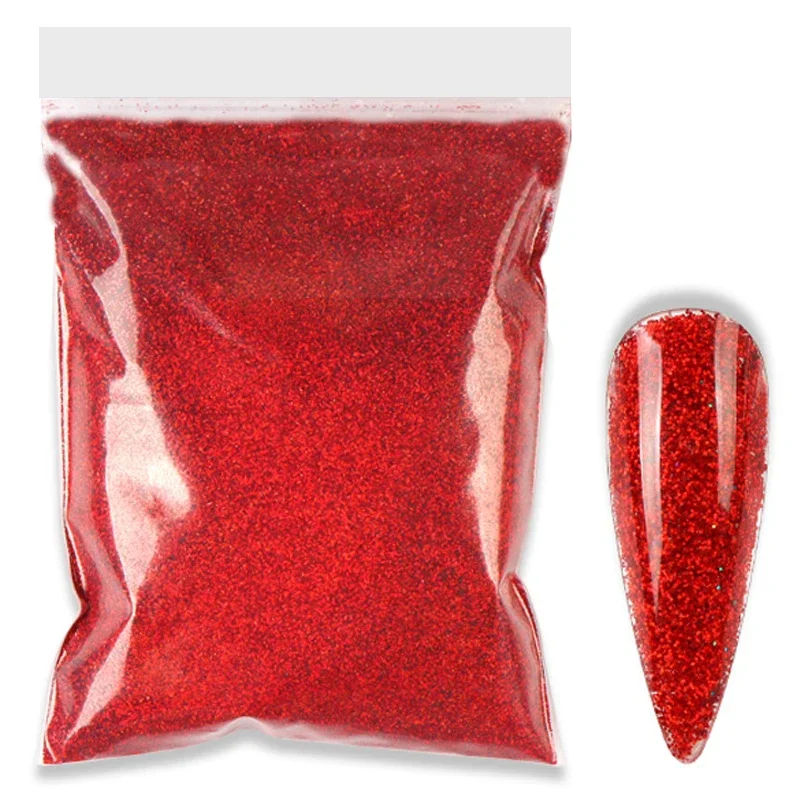 50g Shiny Red Holographic Nail Art Glitter Powder Laser Reflective Manicure Accessories 1box laser nail glitter holographic powder for nails mirror polishing chrome pigments shimmer dip powders nail art decorations