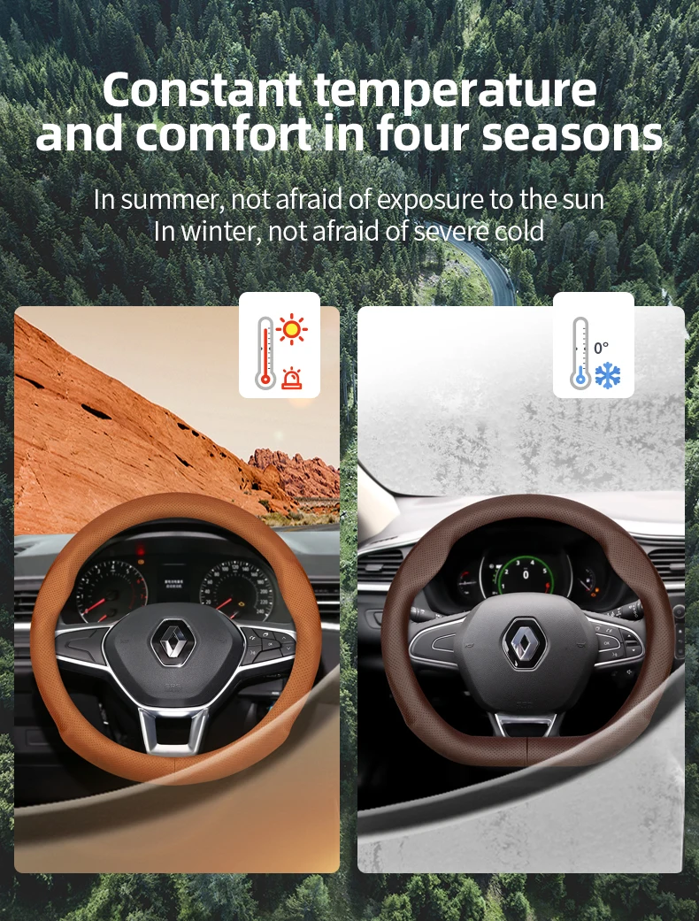 Für Renault Lenkradbezug, rund, D-förmig, ultradünn, Megane Scenic Clio Trafic Kangoo Captur Laguna Twingo Duster 2, 3, 4 – Detail 2