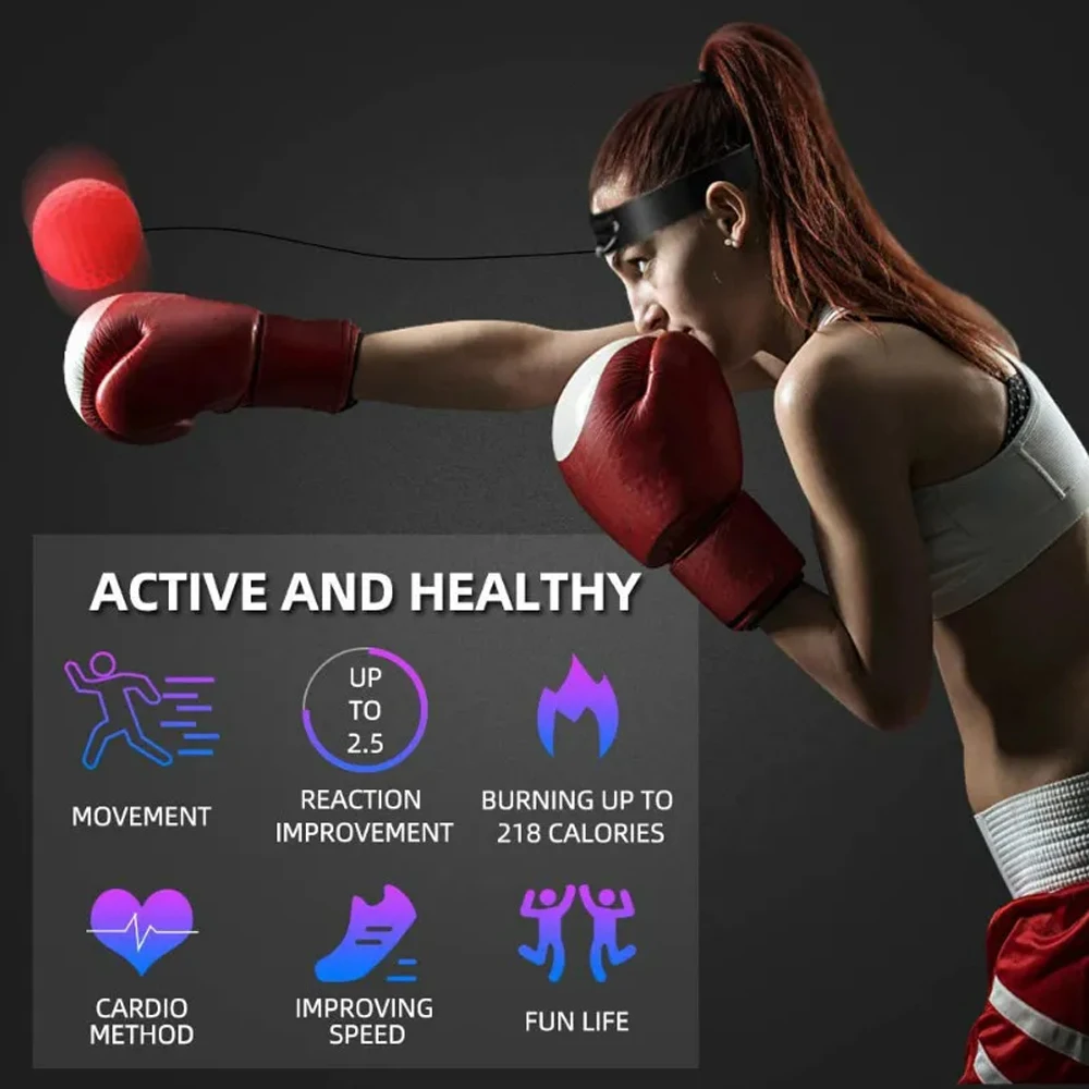 Boxing Reflex Ball Set 3 React Balls Adjustable Headband for Boxing/MMA/Krav Maga Boost Reflex Timing Focus Hand-Eye 5