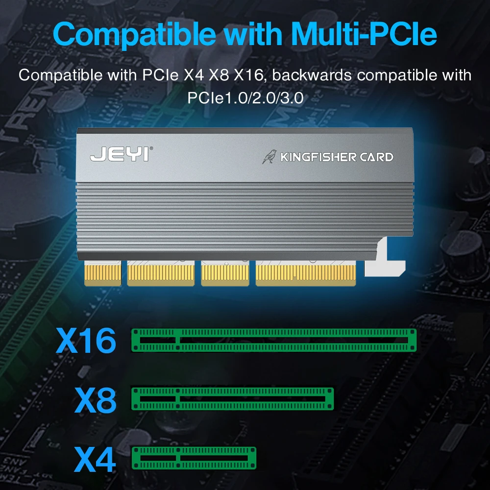Jeyi-nvme Placa Adaptador com Dissipador de Alumínio Rgb Pcie 4.0 M.2 Ssd Compatível com Gen4 Gen3 Gen2 Gen1 - Imagem 4