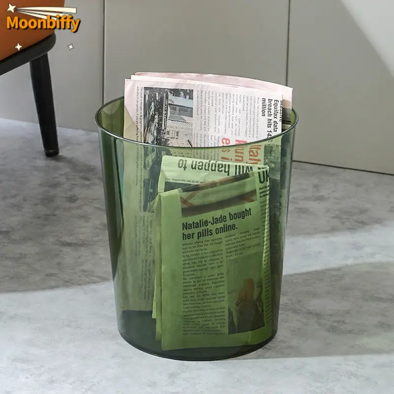 Luxury Transparent Trash Can Without Lid Garbage Bin Home Office