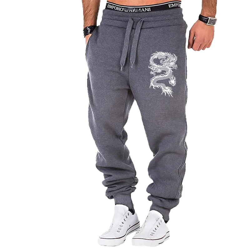 New Fashion dragon print Joggers Men Body Building Gyms Pants Outdoor Casual Sweatpants Sports Fitness Trousers 5