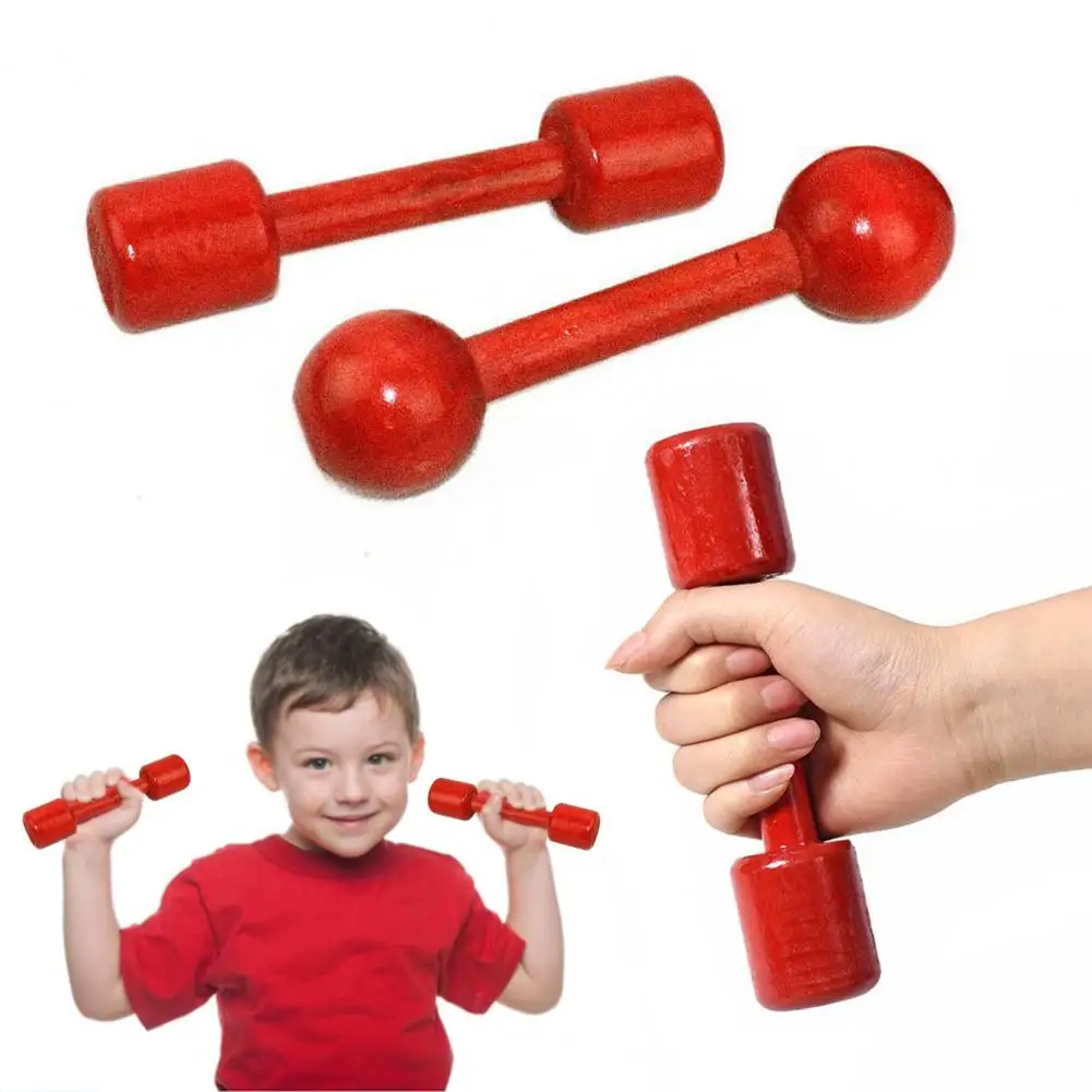 Good Toughness Kids Dumbbell Multifunctional Muscle Training Useful Kindergarten Physical Exercise Wooden Dumbbell
