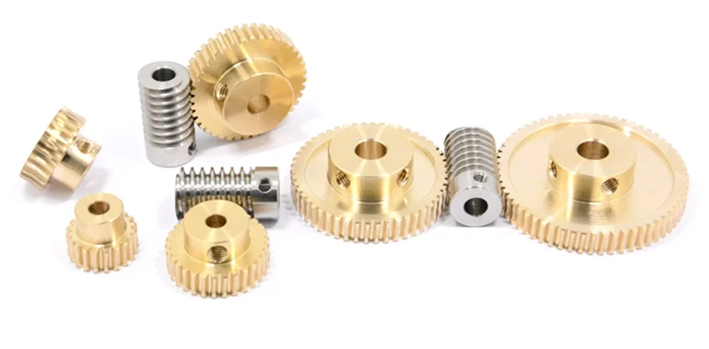 Description Picture 5 of item0.8M Precision Turbine Worm Gear Set 1:20/30/40/50/60 Teeth Stainless Steel Worm Copper Gear Accessories
