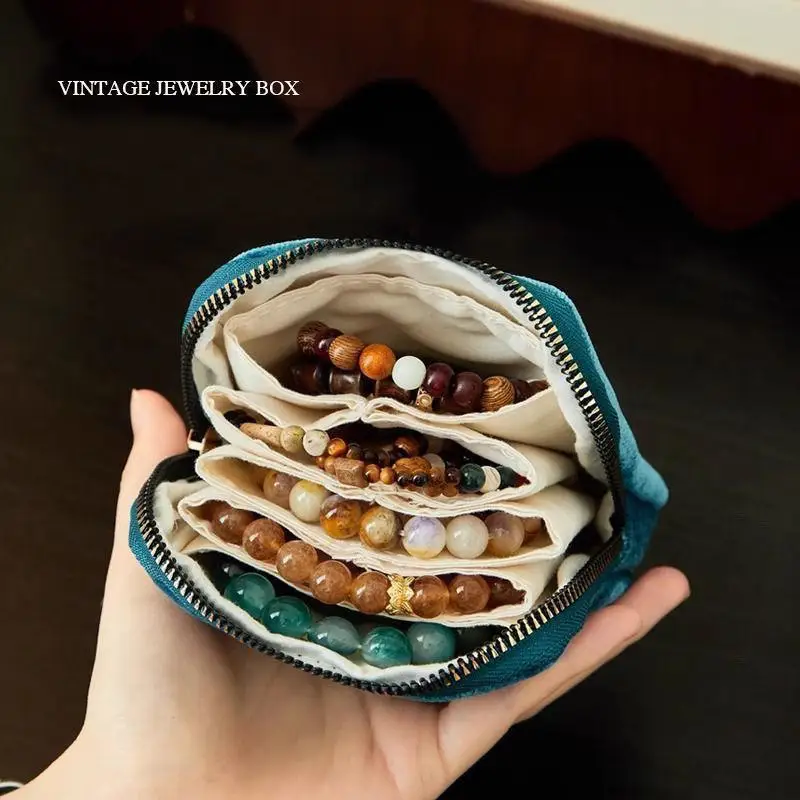 정교한 보석 보관 가방, 태슬 펜던트 링 지퍼 보석 가방, 대용량 여행용 크리스탈 팔찌 보관 파우치