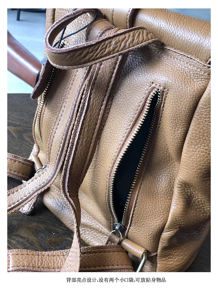 Natural Real Cowhide Women Backpack Vintage Genuine Leather Simple Small Bagpack Travel Soft Mini Cute Bookbags For Girls