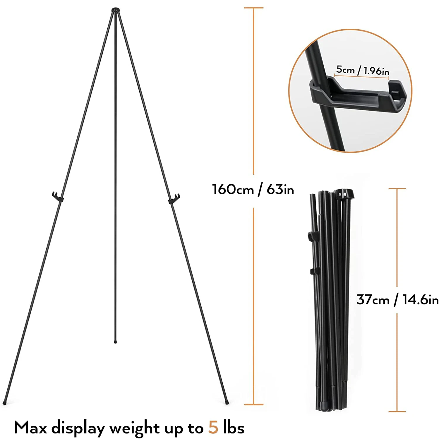 Easel Stand For Wedding Sign Poster 63'' Instant Display Easel For Floor  Adjustable Metal Art Easel Black Tripod Collapsible - Easels - AliExpress