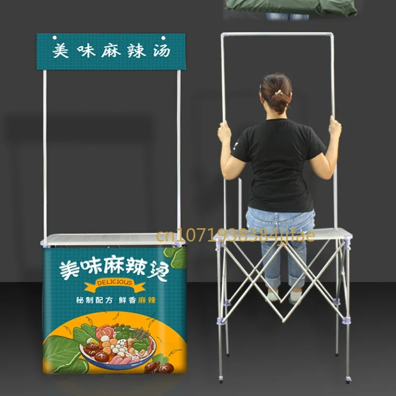 Mesa de promoción de aleación de aluminio, carrito plegable, mesa móvil para publicidad, supermercado, mesa de demostración