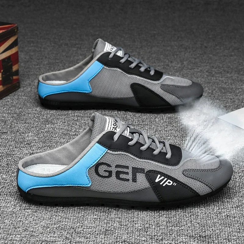 

2024 New Style Half Slip-on Shoes Comfortable Flat Shoes Mesh Men Shoes Breathable Men Sneakers Comfortable Zapatos Para Hombres
