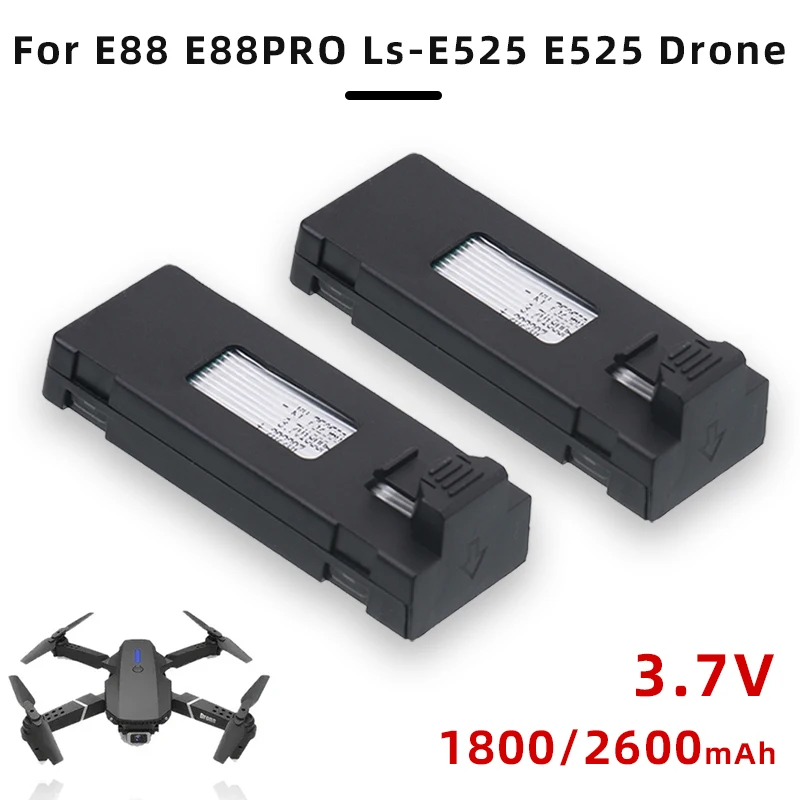 

Drone Battery For E88 E88PRO Ls-E525 E525 1800mAh 3.7V 2600mAh for E88MAX E99 E99PRO P1 P5PRO K3 S1 P8 Mini Uav RC Drone Battery