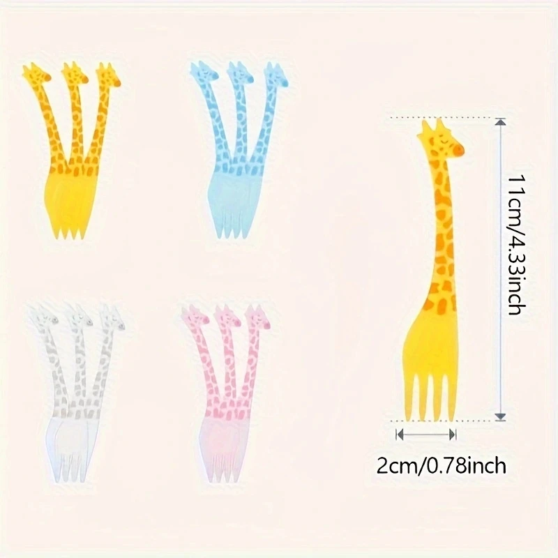 12pcs Reusable Giraffe Fruit Fork Outdoor Use