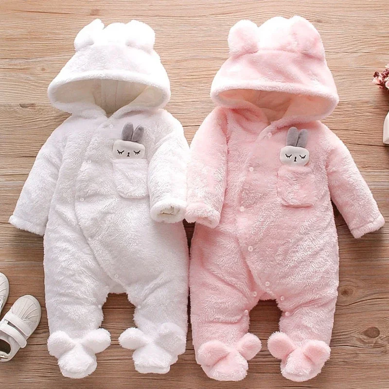 

Hot Sale New Autumn And Winter New Baby Plush Climbing Clothes Baby Warm And Thick Cute Cartoon Dog Rabbit Cute Cotton Clothes