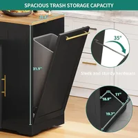 53 Inch Large Rolling Kitchen Island with Trash Can Storage Cabinet,Movable w Wheels Cabinet for 13 Gallon Garbage Bin 2 Drawer 2
