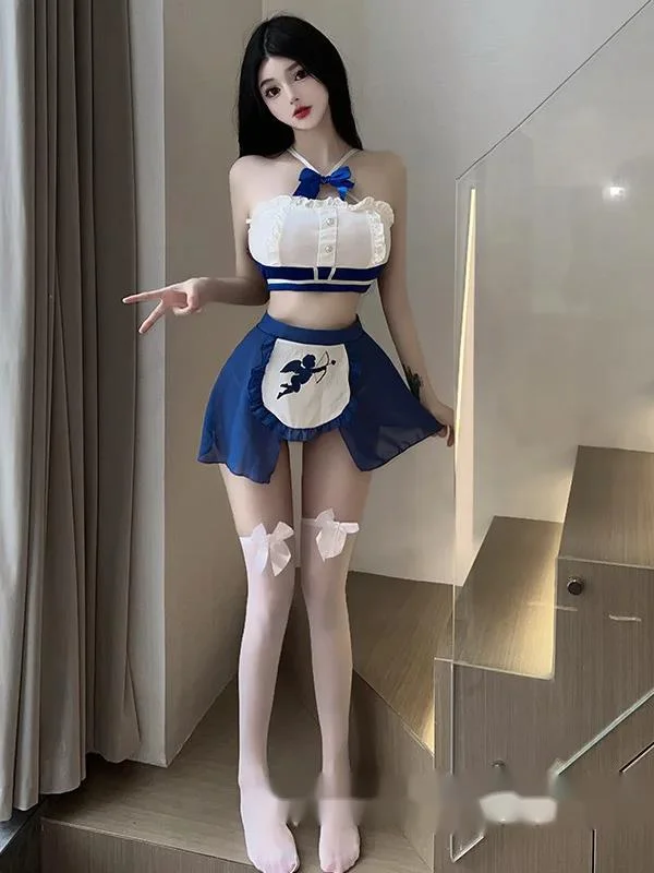 

Underwear Maid Uniform Temptation And Passion Mature Charm Elegant New Set Hot And Spicy Small Chest Large Size Skirt Set KG1L