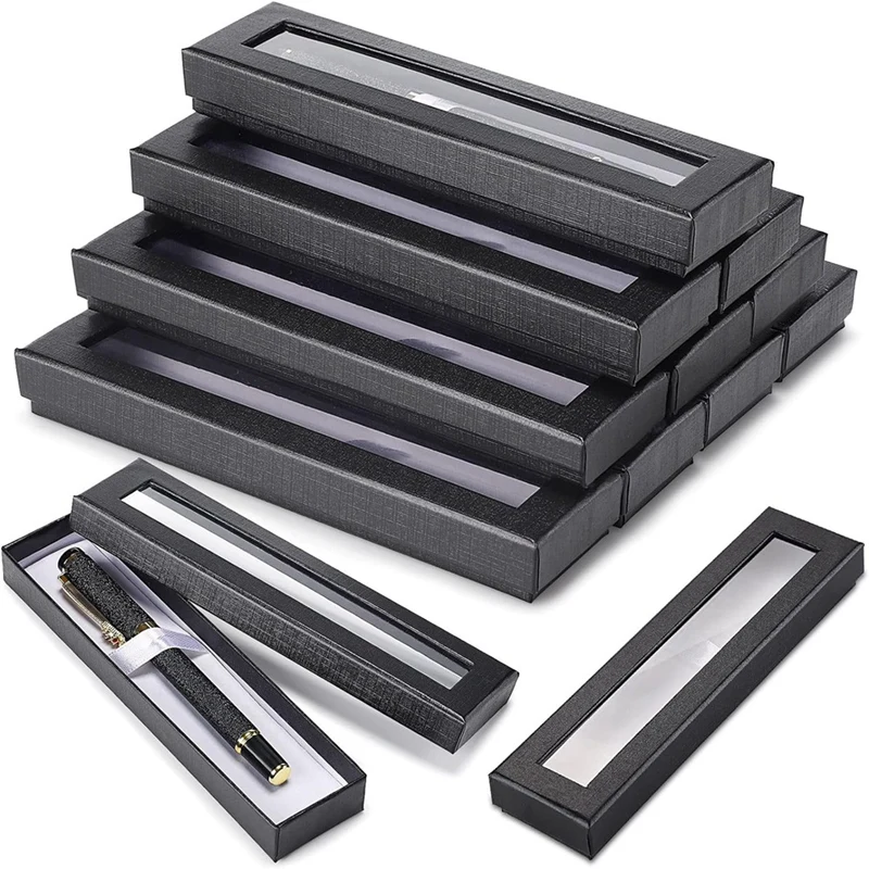 

Empty Pen Gift Box With Clear Lid, Cardboard Pen Case, Pen Packaging Box For Pencil Ballpoint Fountain Pen Jewelry Easy To Use