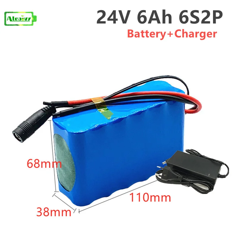 

Aleaivy 24V 4Ah 6S2P 18650 lithium-ion battery pack 25.2v 4000mah electric bicycle electric wheelchair battery, 2A charger