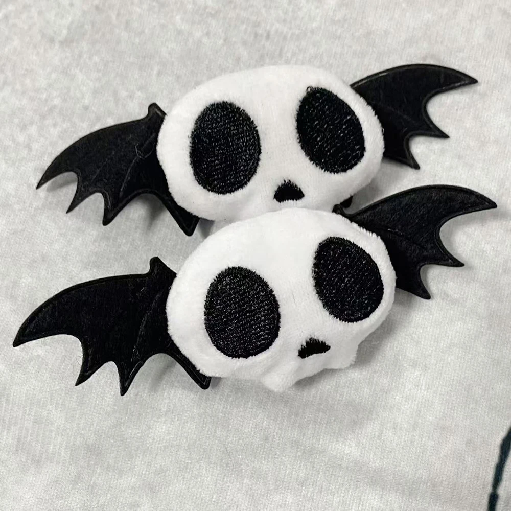 Subkultur Gothic Lolita Haarspange Harajuku Y2K Mädchen Haarklammer Kopfschmuck Plüsch-Totenkopf Haaraccessoires für Halloween – Detail 8