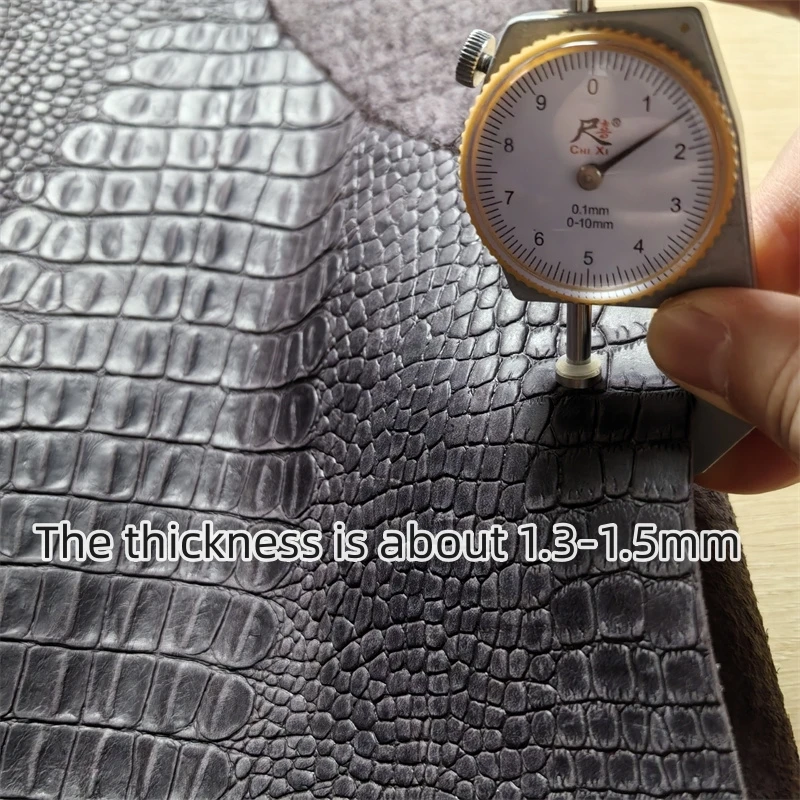 1.3/1.5mm 브라운 악어 소가죽. 첫 번째 레이어 가죽. 진짜 가죽 원단. 카드 가방용 수제 DIY. 전체 시트 절단