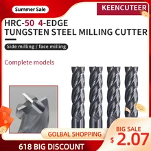  Tungsten Steel End Mill 1mm-12mm  4 Flute HRC50 Straight Shank Milling Cutter Alloy Coating Carbide Lathe tools CNC Machines 