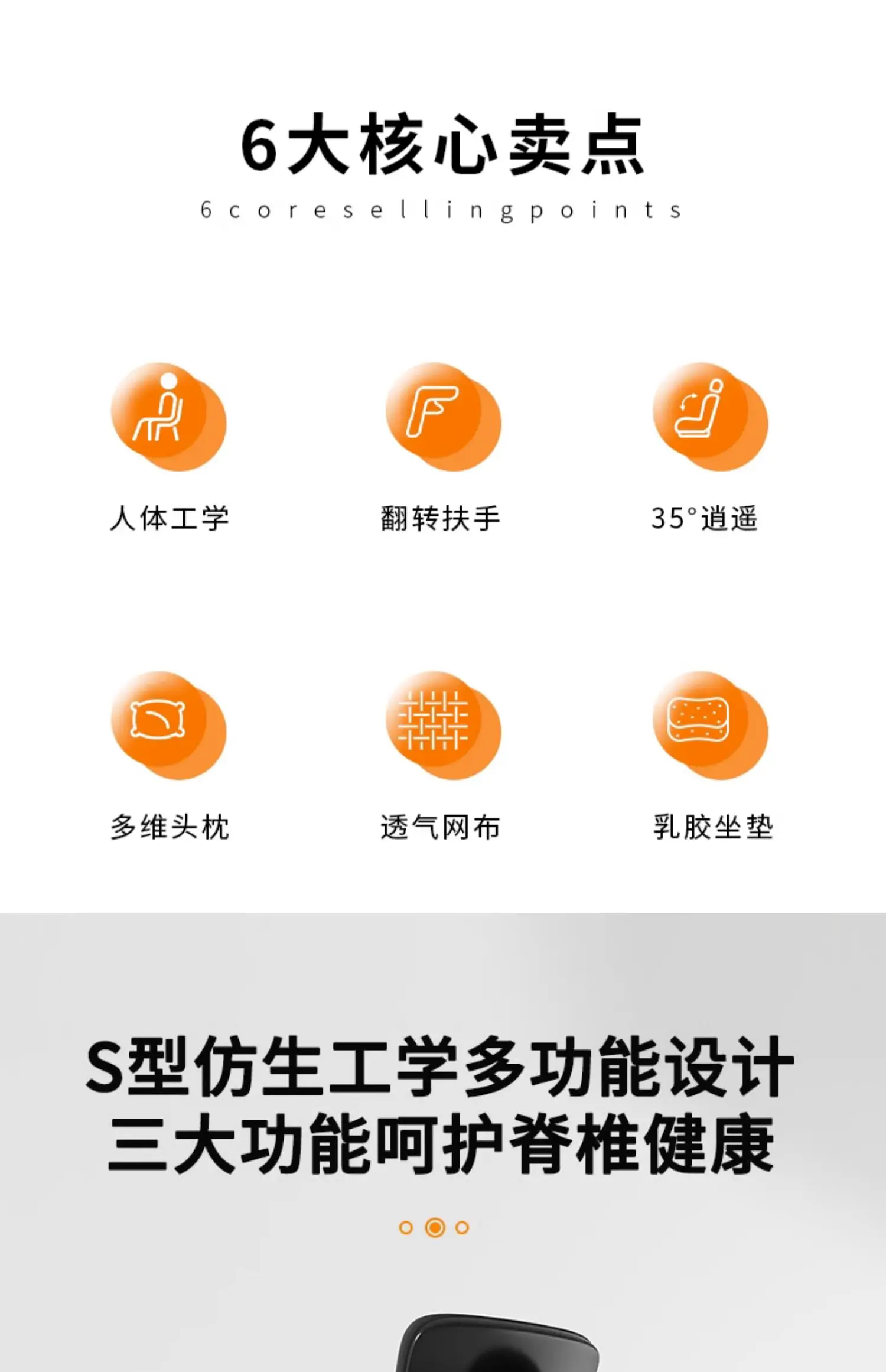 Description Picture 4 of itemBlack Armrest Relax Chair Back Support Rotating Comfy Ergonomic Office Chair Designer Modern Sillas De Oficina Furniture