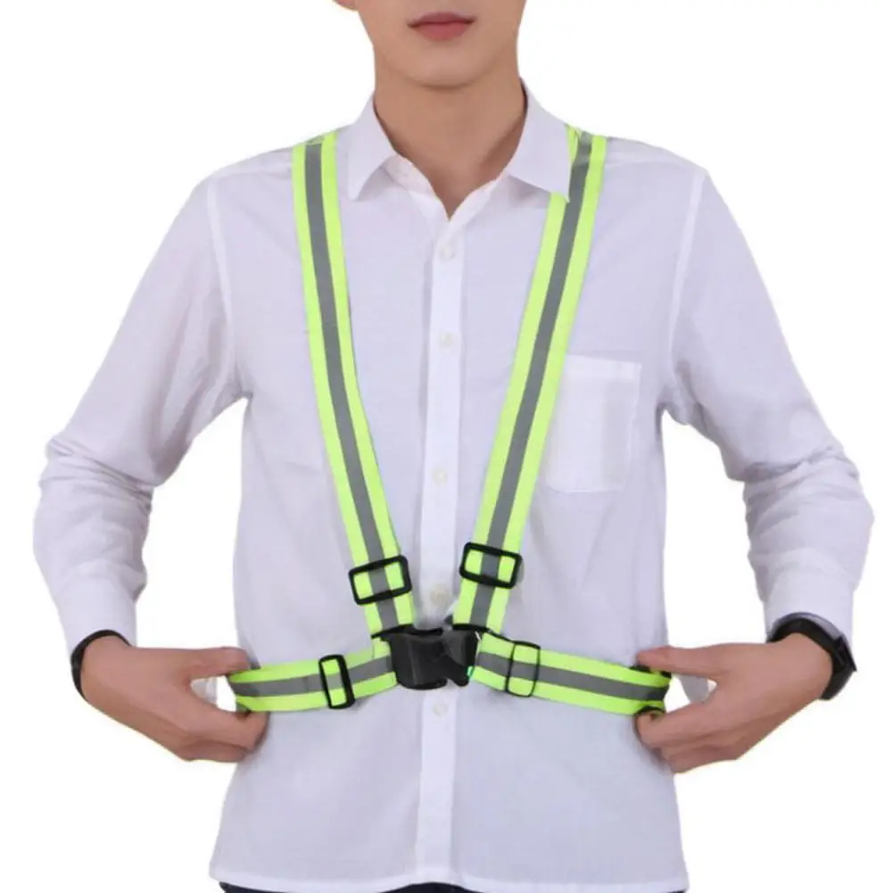High Visibility Reflective Vest Reflective Straps Night Running Cycling Clothing Vest Adjustable Safety Riding Equipment