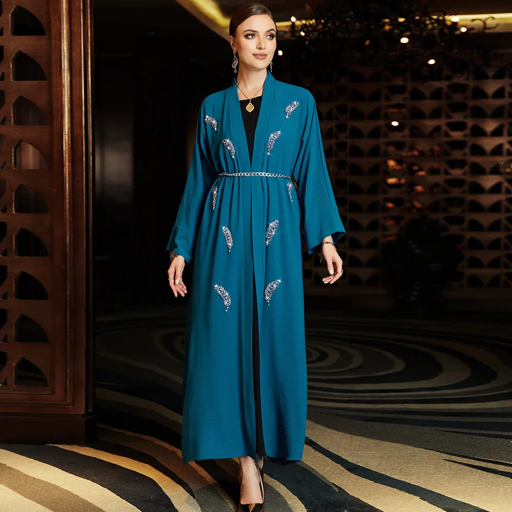 

One Piece Coat African Open Abaya Dubai Turkey Kaftan Muslim Cardigan Abayas For Women Robe Longue Djellaba Caftan Islamic