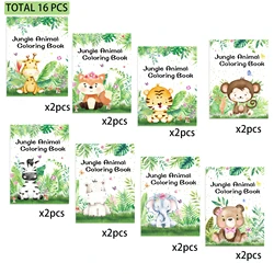 Cartoon Jungle Safari Animals Kids Coloring & Drawing Notebook Set - 16pcs Birthday Party Gifts (TY006-16pcs)
